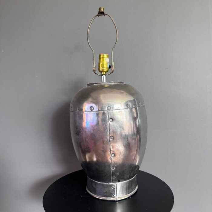 mid 20th century modern riveted metal lamp 5865