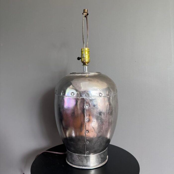 mid 20th century modern riveted metal lamp 6135