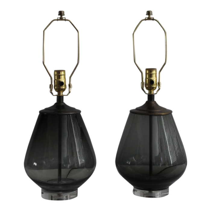 mid 20th century seguso style petite murano lamps a pair 3895