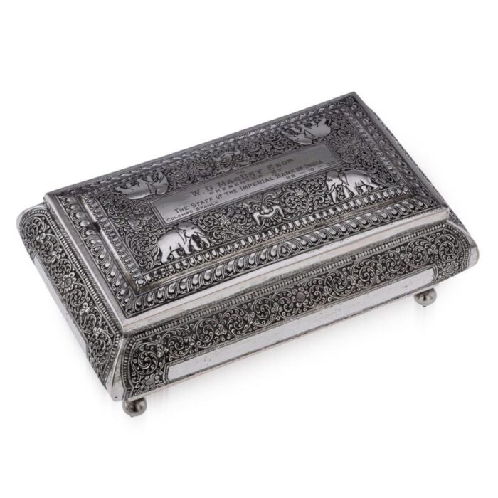 mid 20th century sri lankan silver repousse box colombo 1930s 1