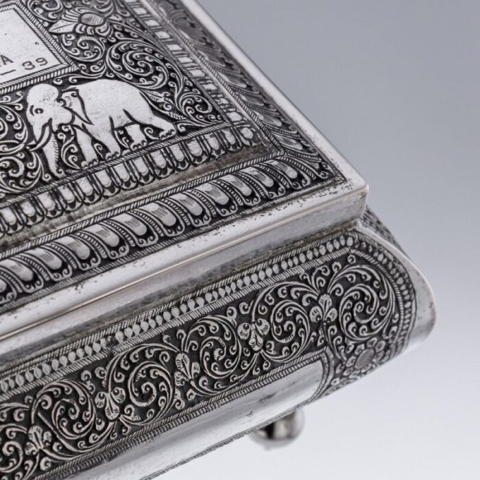 mid 20th century sri lankan silver repousse box colombo 1930s 16