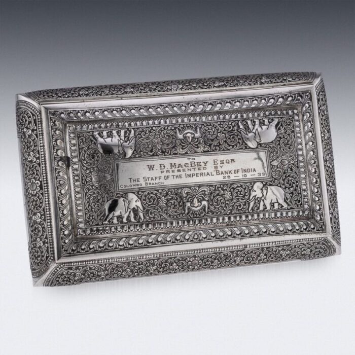 mid 20th century sri lankan silver repousse box colombo 1930s 26