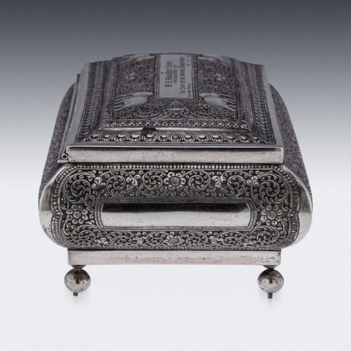 mid 20th century sri lankan silver repousse box colombo 1930s 27