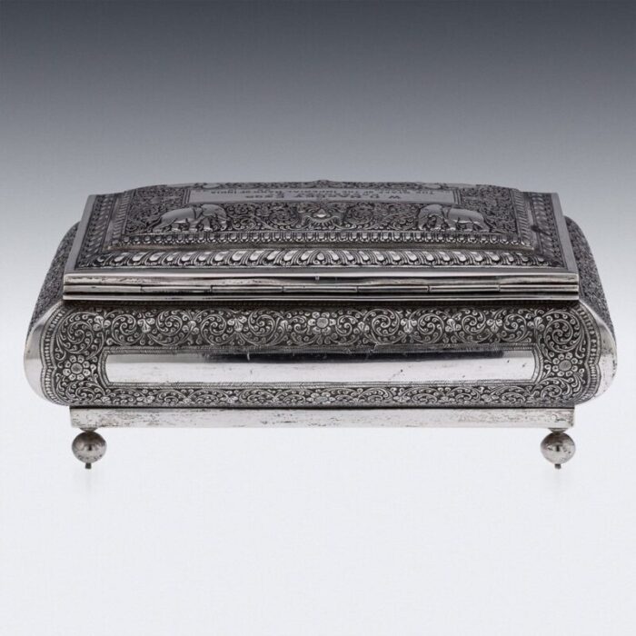 mid 20th century sri lankan silver repousse box colombo 1930s 28