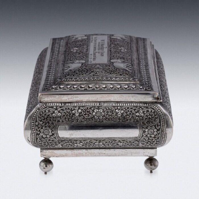 mid 20th century sri lankan silver repousse box colombo 1930s 29