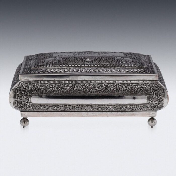 mid 20th century sri lankan silver repousse box colombo 1930s 30