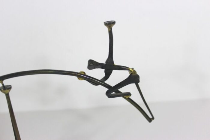 mid 20th century vintage handmade kinetic sculpture acrobats seesaw small metal art 5784