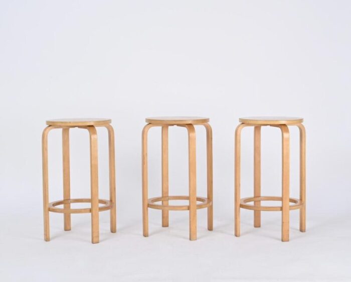 mid century birch stools attributed to alvar aalto for artek 1970s 2559