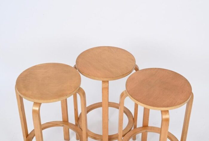 mid century birch stools attributed to alvar aalto for artek 1970s 2973