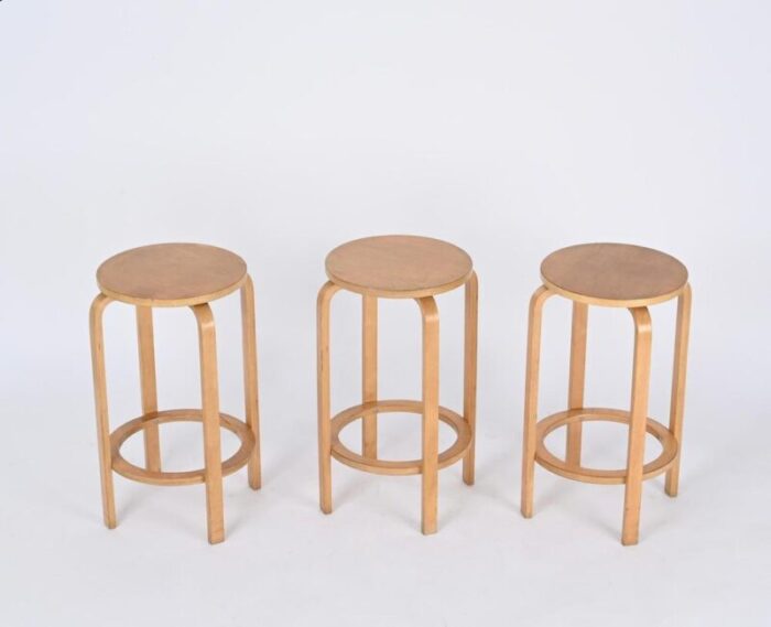 mid century birch stools attributed to alvar aalto for artek 1970s 6522