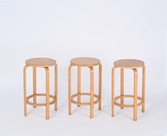 mid century birch stools attributed to alvar aalto for artek 1970s 8272