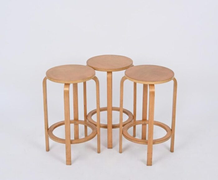 mid century birch stools attributed to alvar aalto for artek 1970s 9659