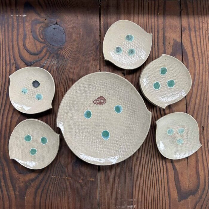 mid century ceramic plates by mashiko yaki japan 1960s set of 6 20