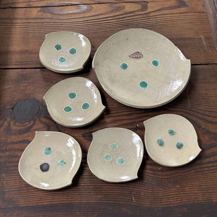 mid century ceramic plates by mashiko yaki japan 1960s set of 6 3