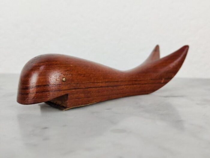 mid century danish modern teak bottle opener shaped as whale denmark 1960s 12