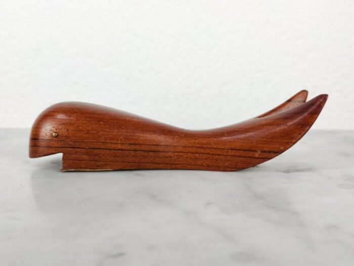 mid century danish modern teak bottle opener shaped as whale denmark 1960s 3