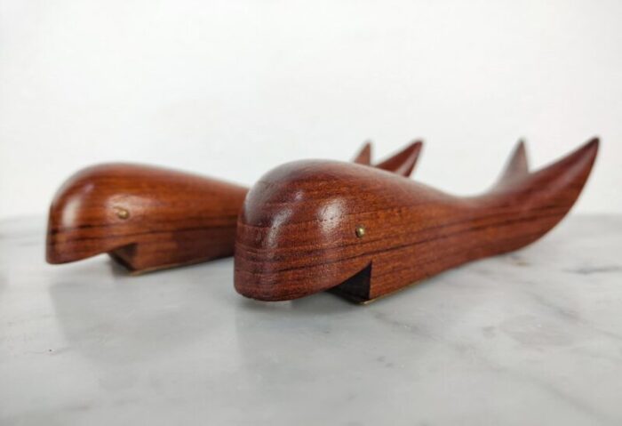 mid century danish modern teak bottle opener shaped as whale denmark 1960s 5