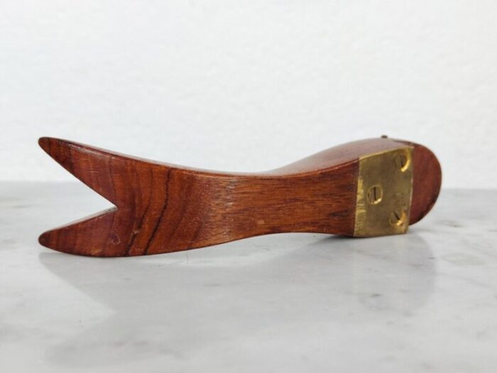 mid century danish modern teak bottle opener shaped as whale denmark 1960s 8