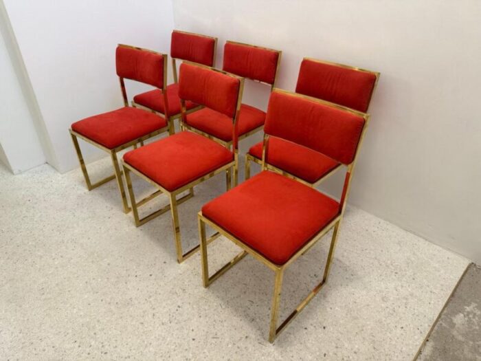 mid century dining chairs with gilded metal feet 1970s set of 6 1431