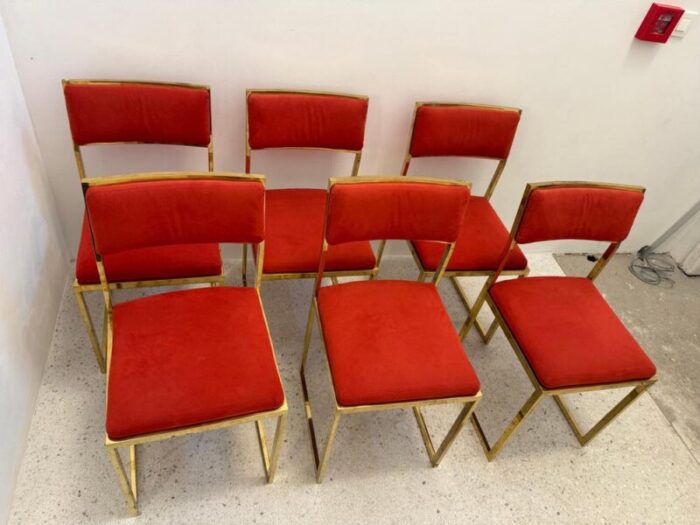 mid century dining chairs with gilded metal feet 1970s set of 6 1597