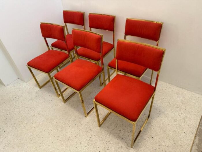 mid century dining chairs with gilded metal feet 1970s set of 6 3990