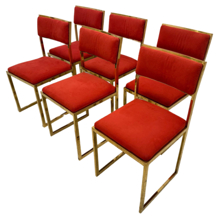 mid century dining chairs with gilded metal feet 1970s set of 6 8463