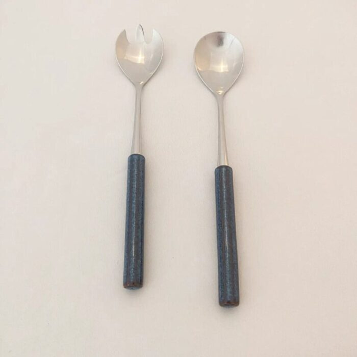 mid century enamel salad servers set of 2 3