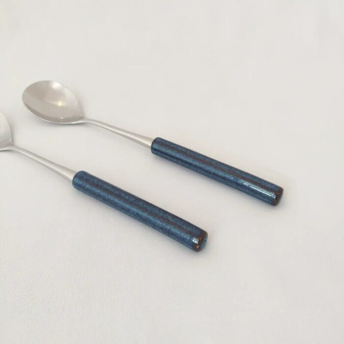 mid century enamel salad servers set of 2 5