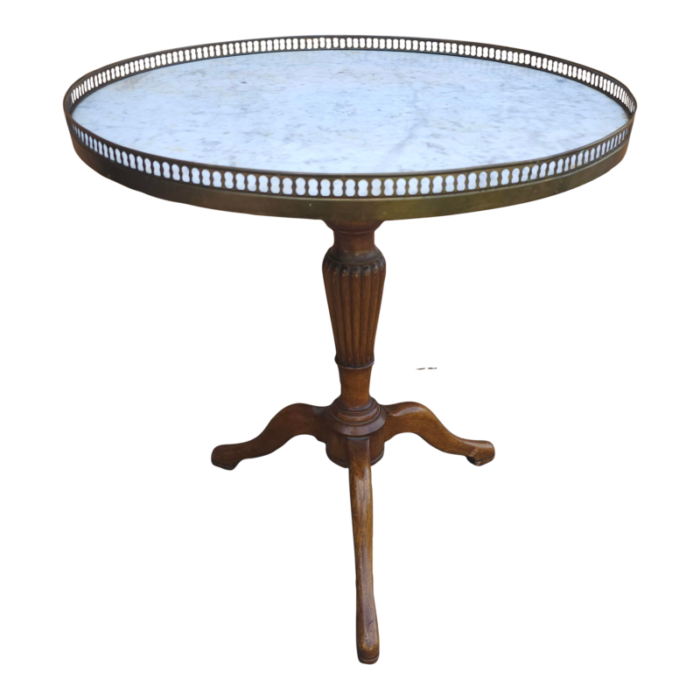 mid century french mahogany marble top galleried gueridon table 5923