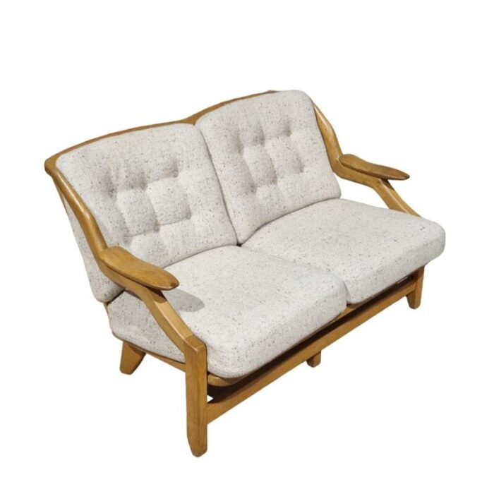 mid century gregoire sofa in oak attributed to guilleme et chambon 3507