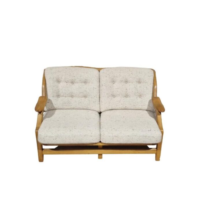 mid century gregoire sofa in oak attributed to guilleme et chambon 9764