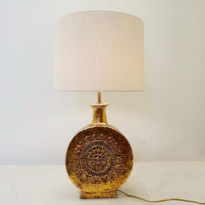 mid century italian gold ceramic table lamp 1178