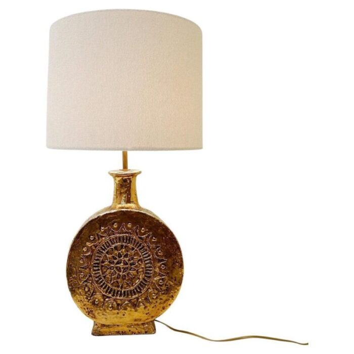 mid century italian gold ceramic table lamp 9027