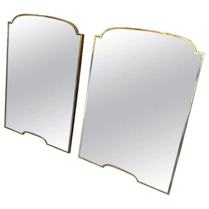 mid century italian modern brass wall mirrors in the style of gio ponti 1950s set of 2 1