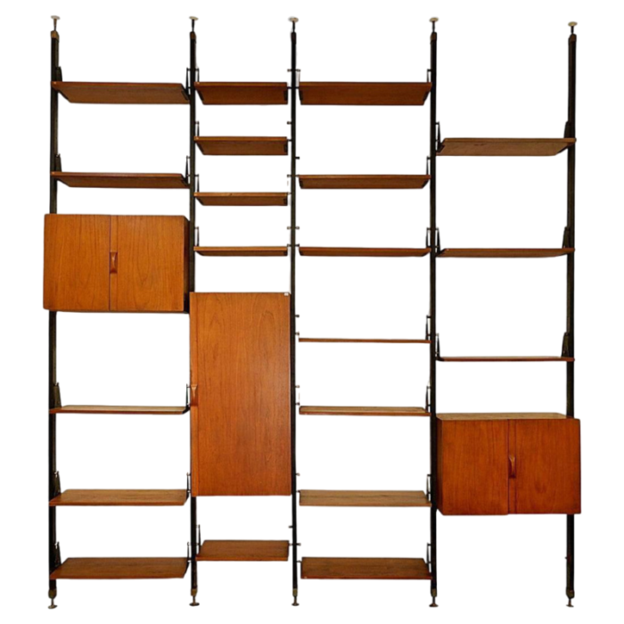 mid century italian wall unit in teak 1960s 6954