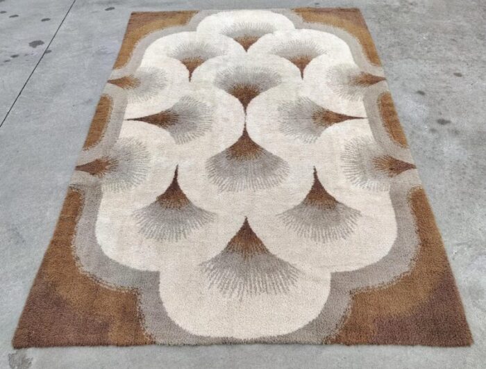 mid century modern art deco style wool rug west germany 1970s 7