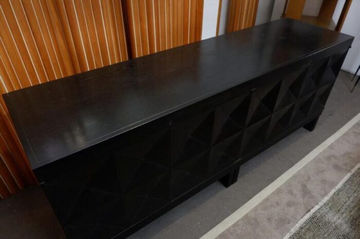 mid century modern black sideboard with op art doors attributed to j batenburg for mi 1960s 4602