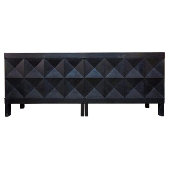 mid century modern black sideboard with op art doors attributed to j batenburg for mi 1960s 9983