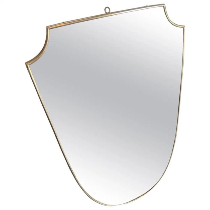 mid century modern italian brass shield wall mirror in the style of gio ponti 1950s 1