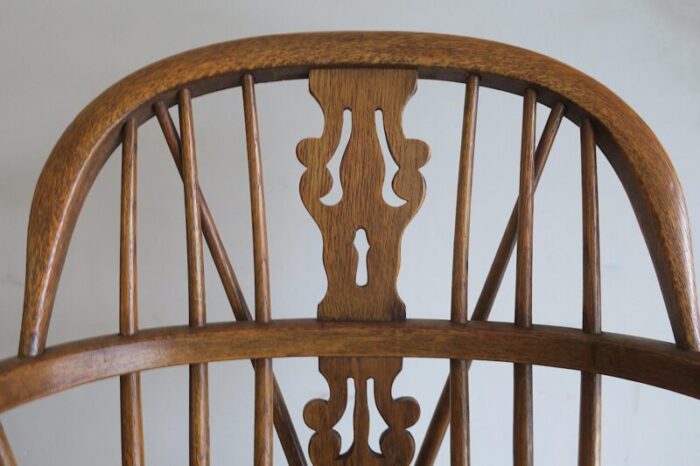 mid century oak lyre back windsor elbow chair 1960s 0819