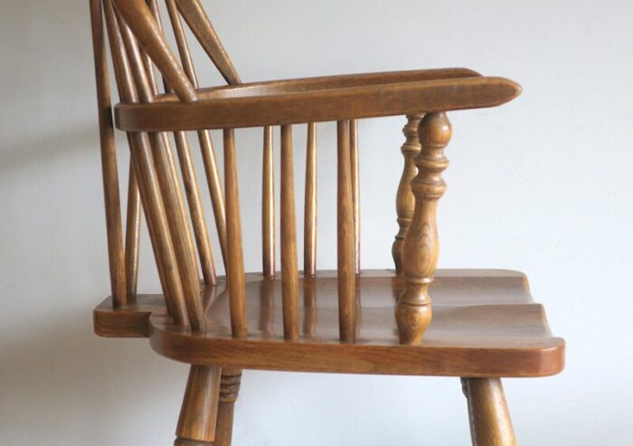 mid century oak lyre back windsor elbow chair 1960s 2689