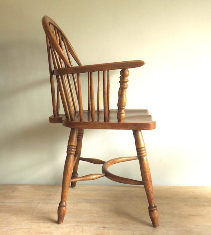 mid century oak lyre back windsor elbow chair 1960s 4948