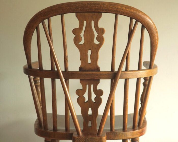 mid century oak lyre back windsor elbow chair 1960s 6729