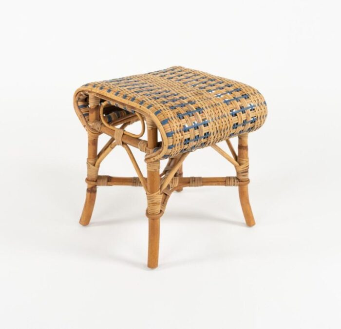 mid century rattan and bamboo stool 1960s 0416