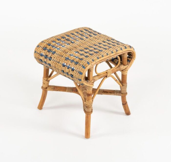 mid century rattan and bamboo stool 1960s 3318