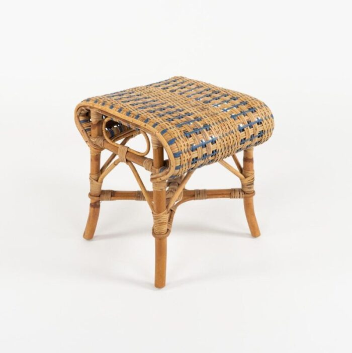 mid century rattan and bamboo stool 1960s 3630