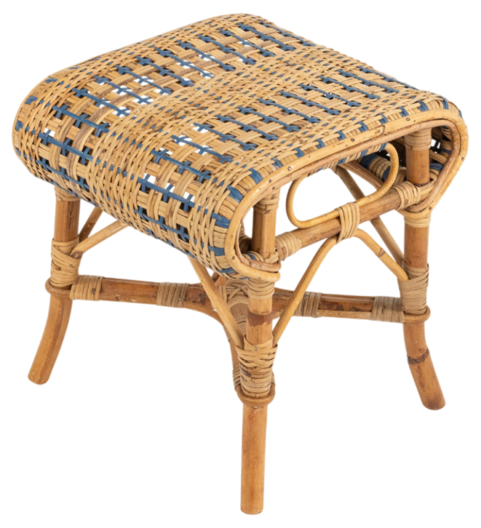 mid century rattan and bamboo stool 1960s 3757