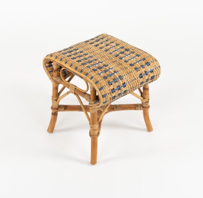 mid century rattan and bamboo stool 1960s 4957