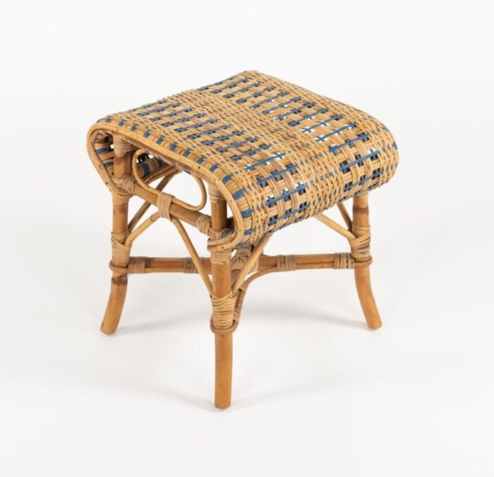 mid century rattan and bamboo stool 1960s 7229