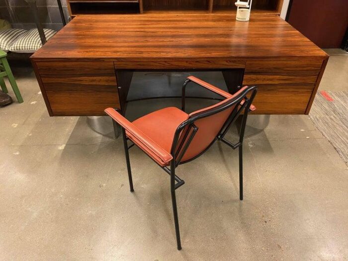 mid century rosewood and stainless executive desk usa 1960s 4853